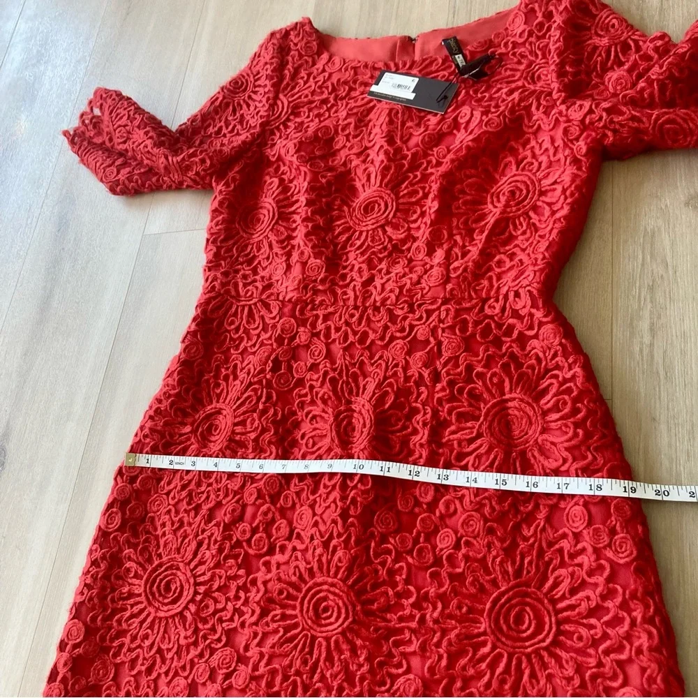 NWT Anthropologie Plenty Tracy Reese Red Scalloped Hem 3/4 Sleeve Dress size 6 - Picture 8 of 14